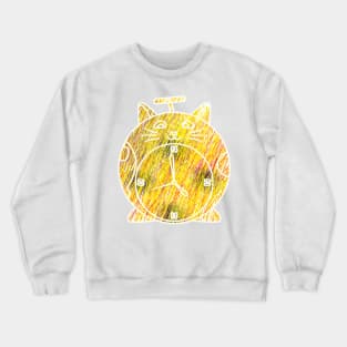 doodle of round cat shaped alarm clock Crewneck Sweatshirt